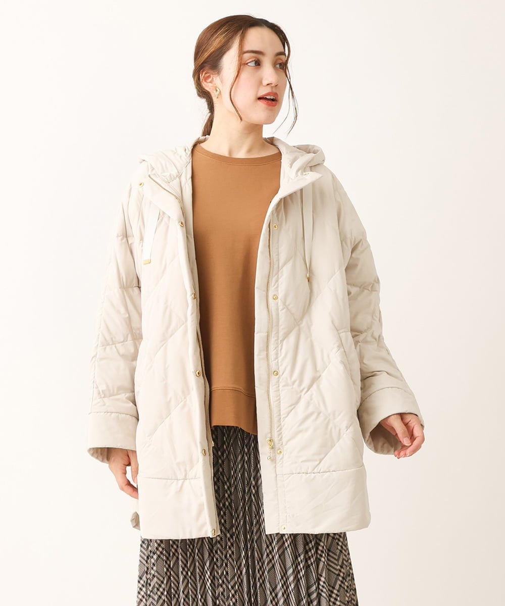 OLJLS02269 eur3(エウルキューブ) 【大きいサイズ】ライトダウンポンチョ アイボリー(80)