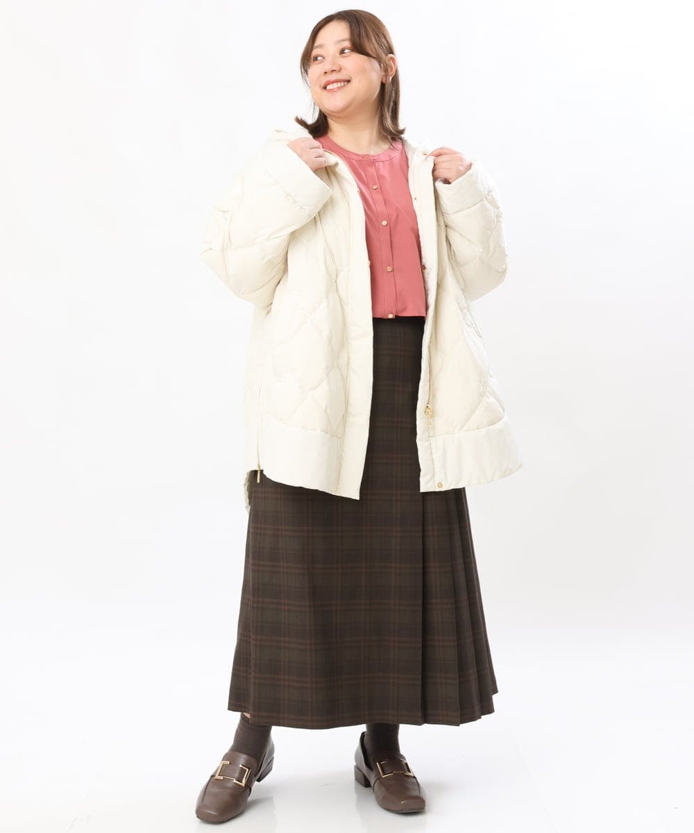 OLJLS02269 eur3(エウルキューブ) 【大きいサイズ】ライトダウンポンチョ アイボリー(80)