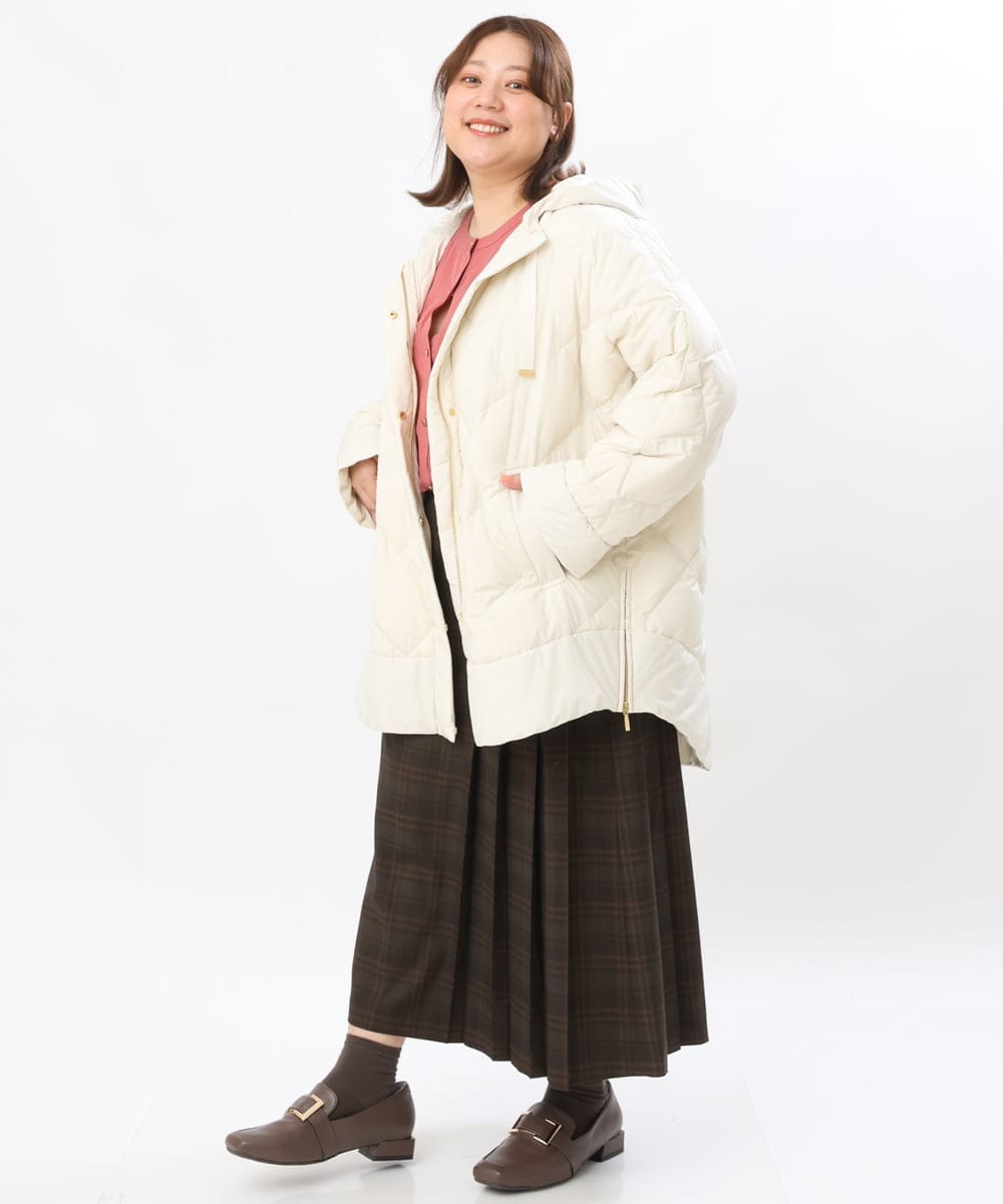 OLJLS02269 eur3(エウルキューブ) 【大きいサイズ】ライトダウンポンチョ アイボリー(80)