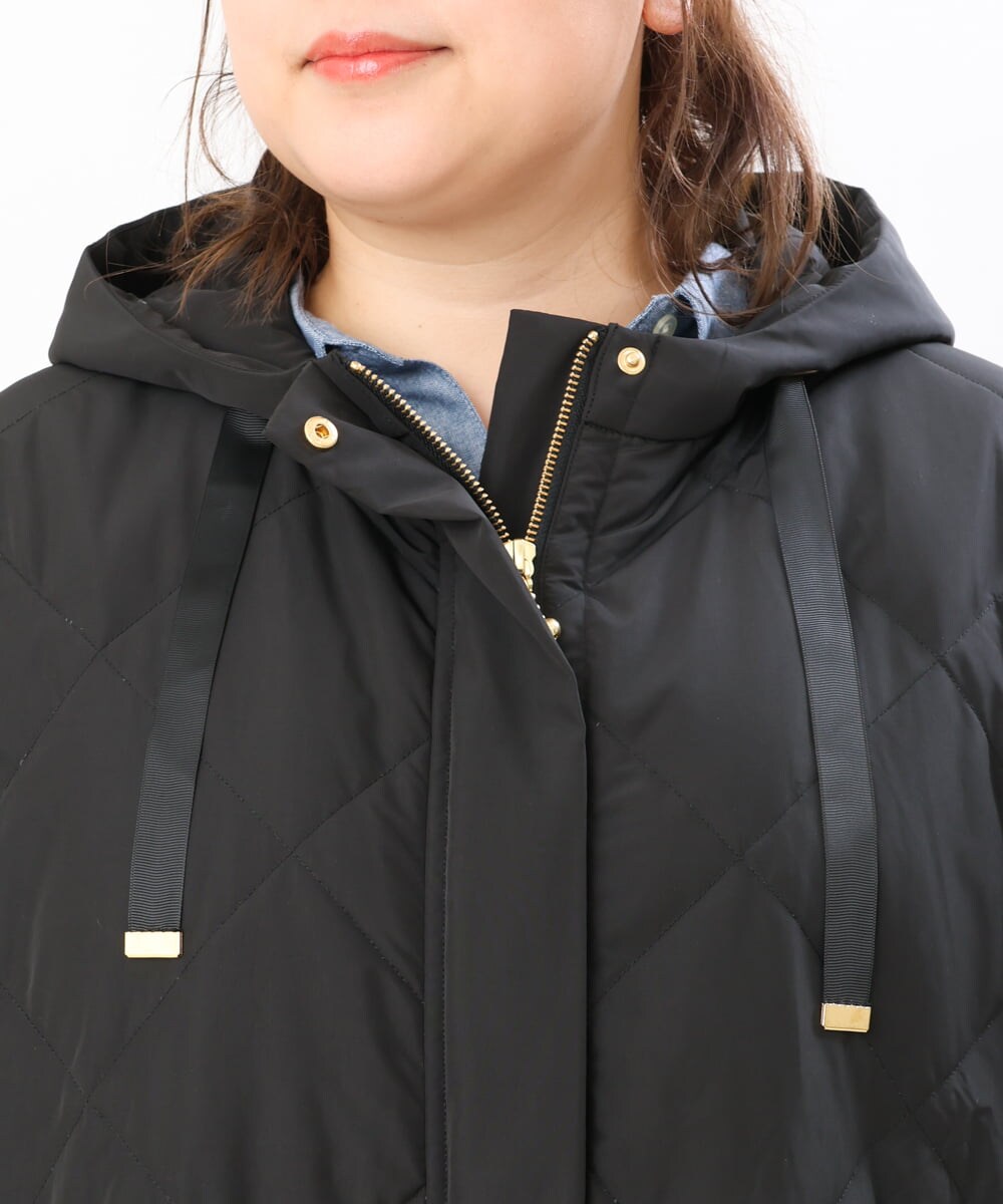 OLJLS02269 eur3(エウルキューブ) 【大きいサイズ】ライトダウンポンチョ ブラック(94)