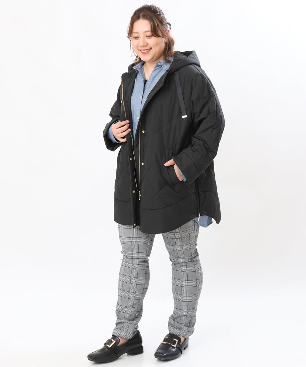 OLJLS02269 eur3(エウルキューブ) 【大きいサイズ】ライトダウンポンチョ ブラック(94)