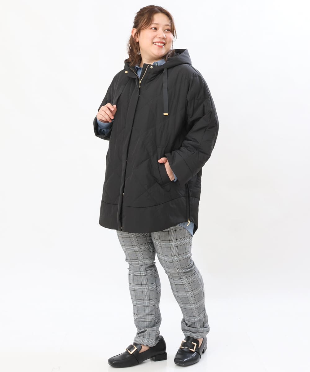 OLJLS02269 eur3(エウルキューブ) 【大きいサイズ】ライトダウンポンチョ ブラック(94)