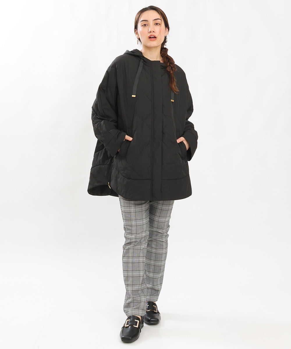 OLJLS02269 eur3(エウルキューブ) 【大きいサイズ】ライトダウンポンチョ ブラック(94)