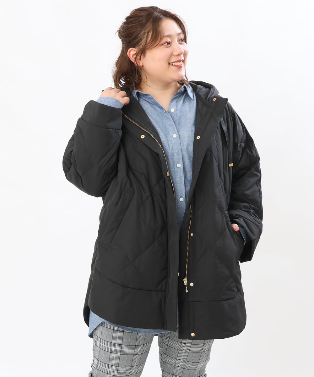 OLJLS02269 eur3(エウルキューブ) 【大きいサイズ】ライトダウンポンチョ ブラック(94)