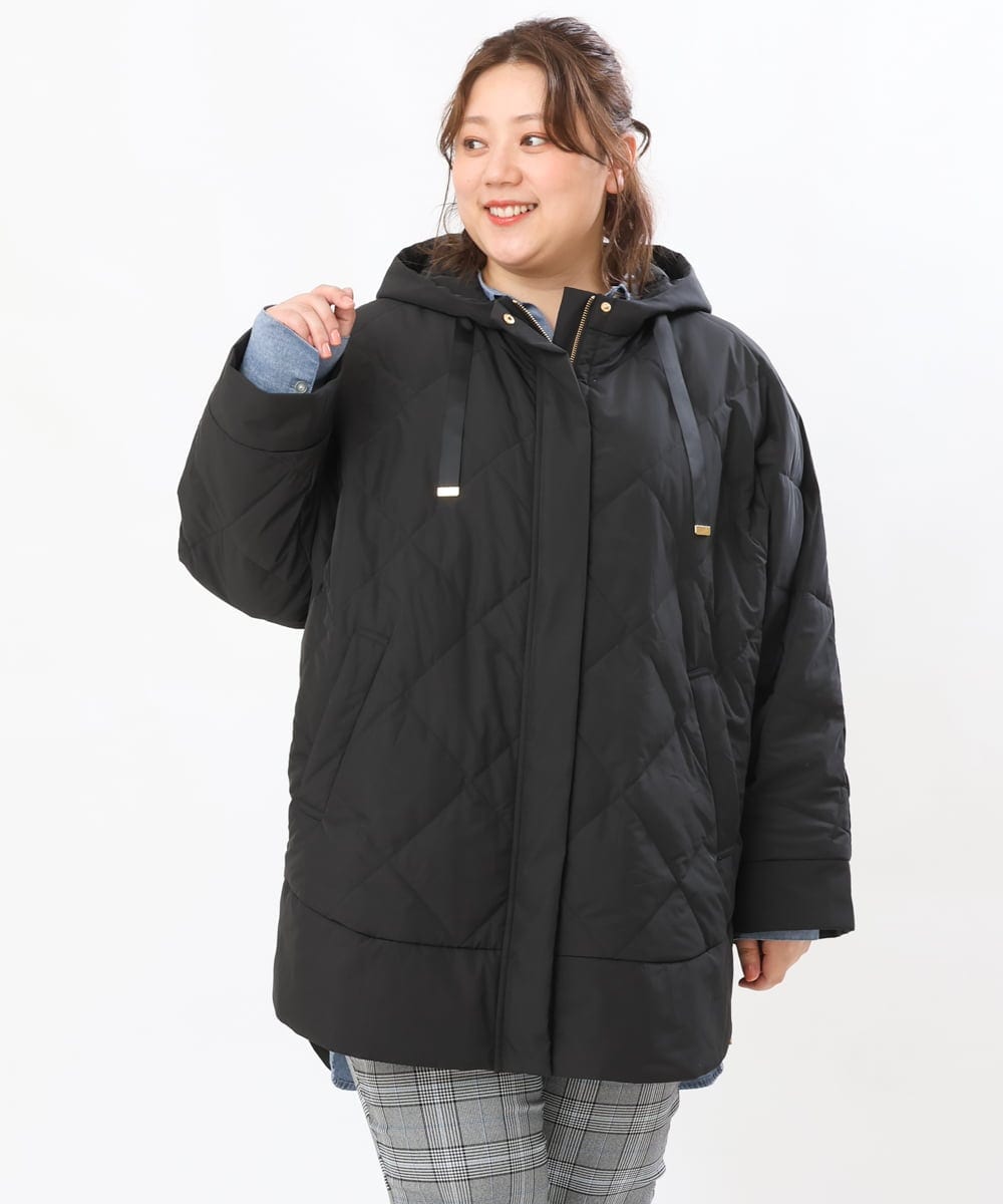 OLJLS02269 eur3(エウルキューブ) 【大きいサイズ】ライトダウンポンチョ ブラック(94)