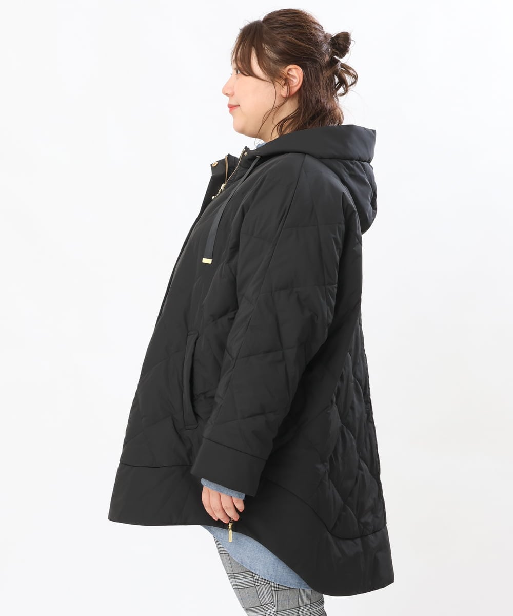 OLJLS02269 eur3(エウルキューブ) 【大きいサイズ】ライトダウンポンチョ ブラック(94)