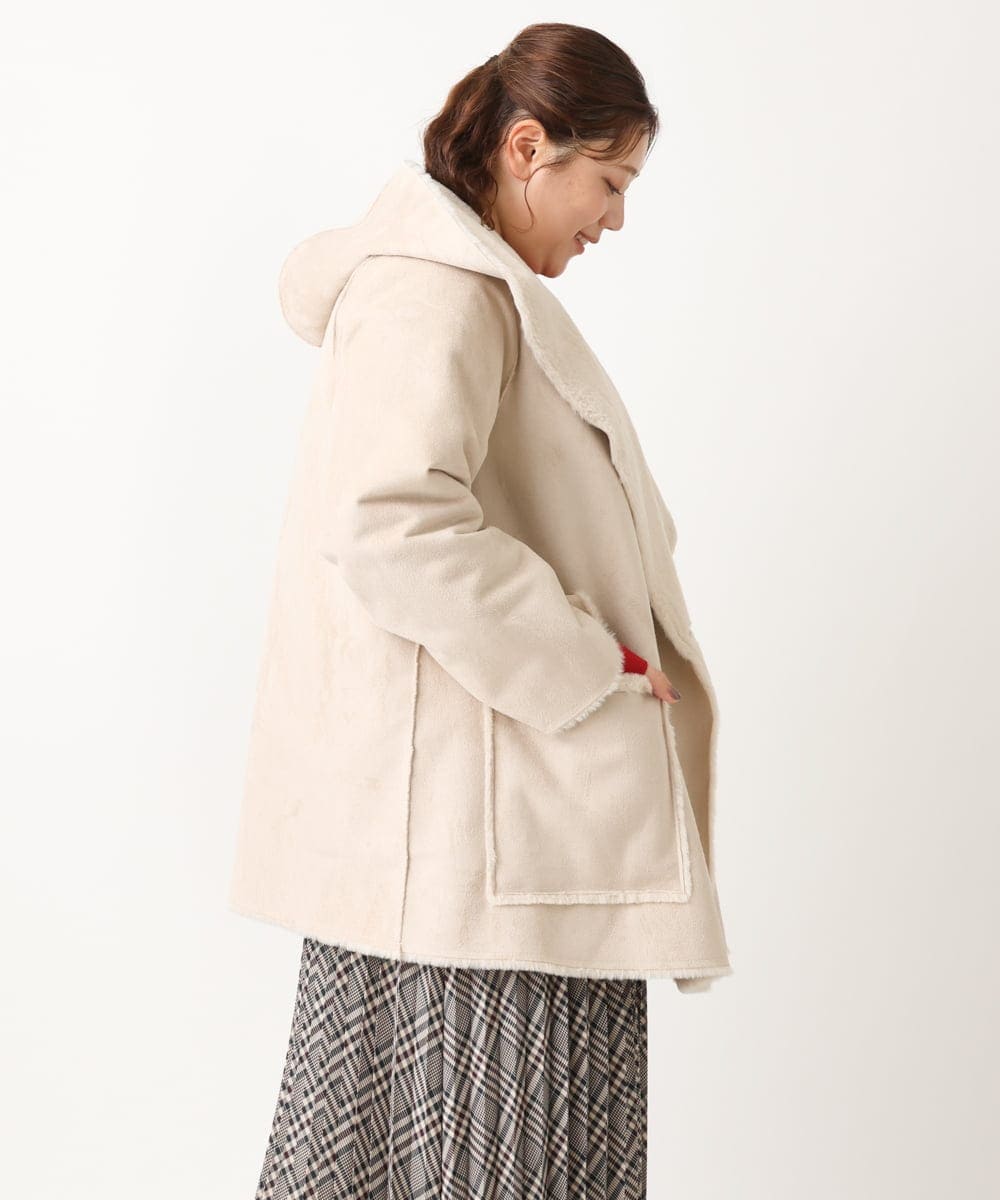 OLJLS08239 eur3(エウルキューブ) 【大きいサイズ】もこもこフェイクムートン ベージュ(82)