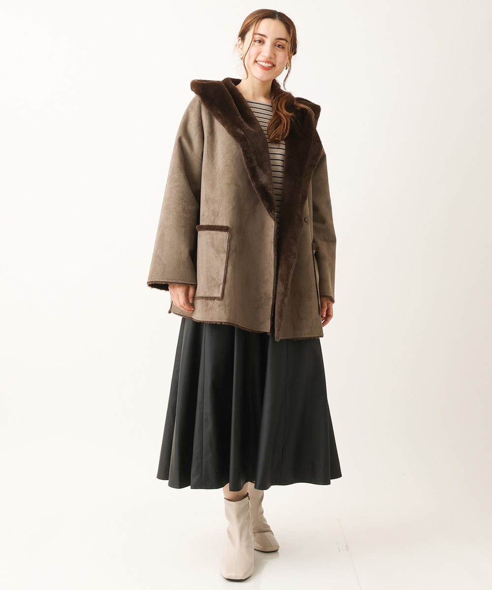 OLJLS08239 eur3(エウルキューブ) 【大きいサイズ】もこもこフェイクムートン ダークブラウン(87)
