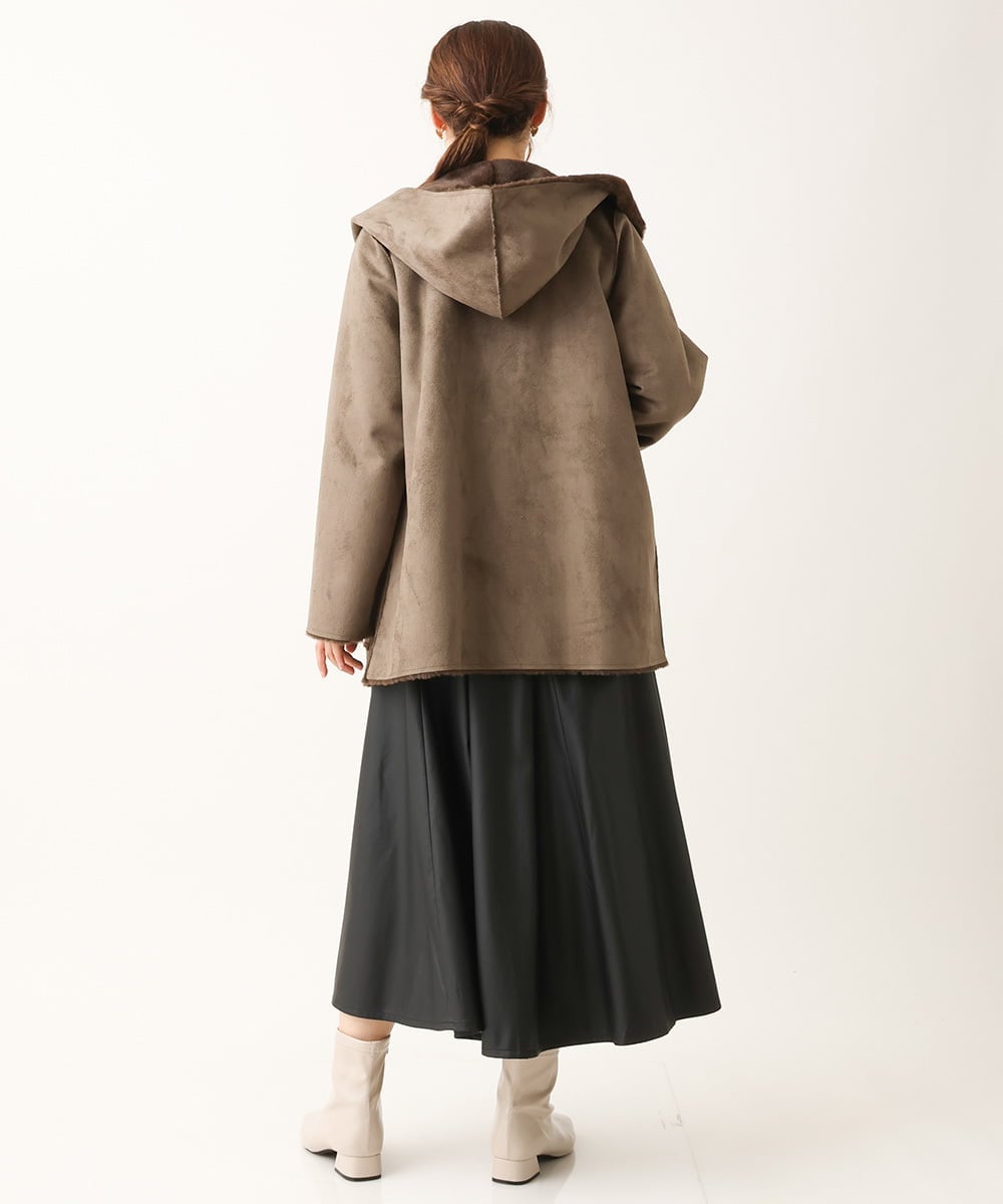OLJLS08239 eur3(エウルキューブ) 【大きいサイズ】もこもこフェイクムートン ダークブラウン(87)