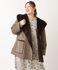 OLJLS08239 eur3(エウルキューブ) 【大きいサイズ】もこもこフェイクムートン ダークブラウン(87)