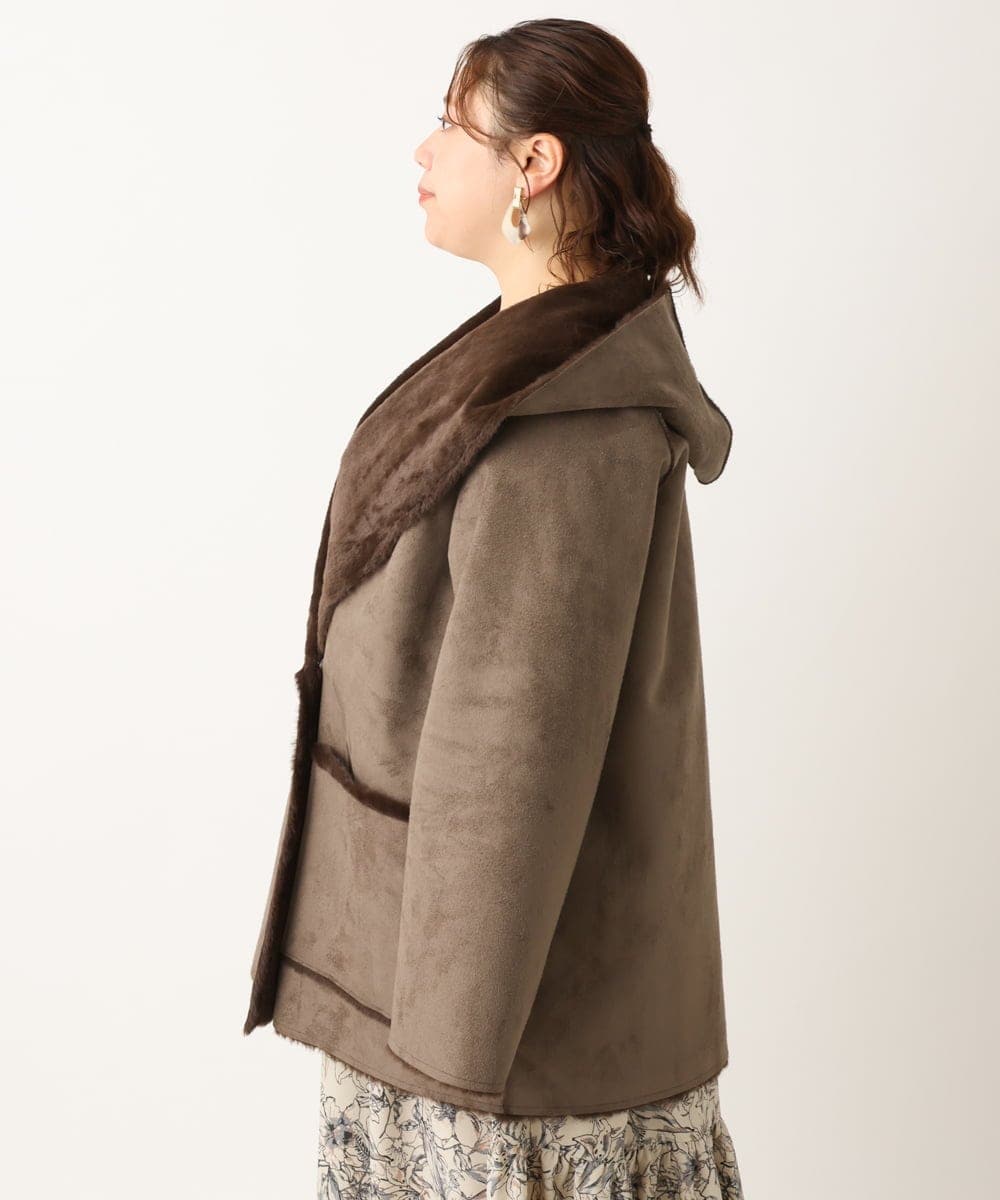 OLJLS08239 eur3(エウルキューブ) 【大きいサイズ】もこもこフェイクムートン ダークブラウン(87)