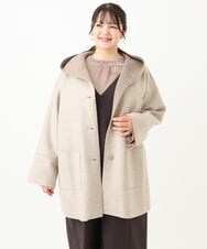 OLJLV05159 eur3(エウルキューブ) 【大きいサイズ】ニードルパンチフーディーアウター ベージュ(82)