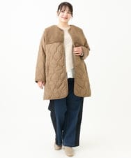OLJLV07159 eur3(エウルキューブ) 【大きいサイズ】キルティングコンビアウター モカ(84)