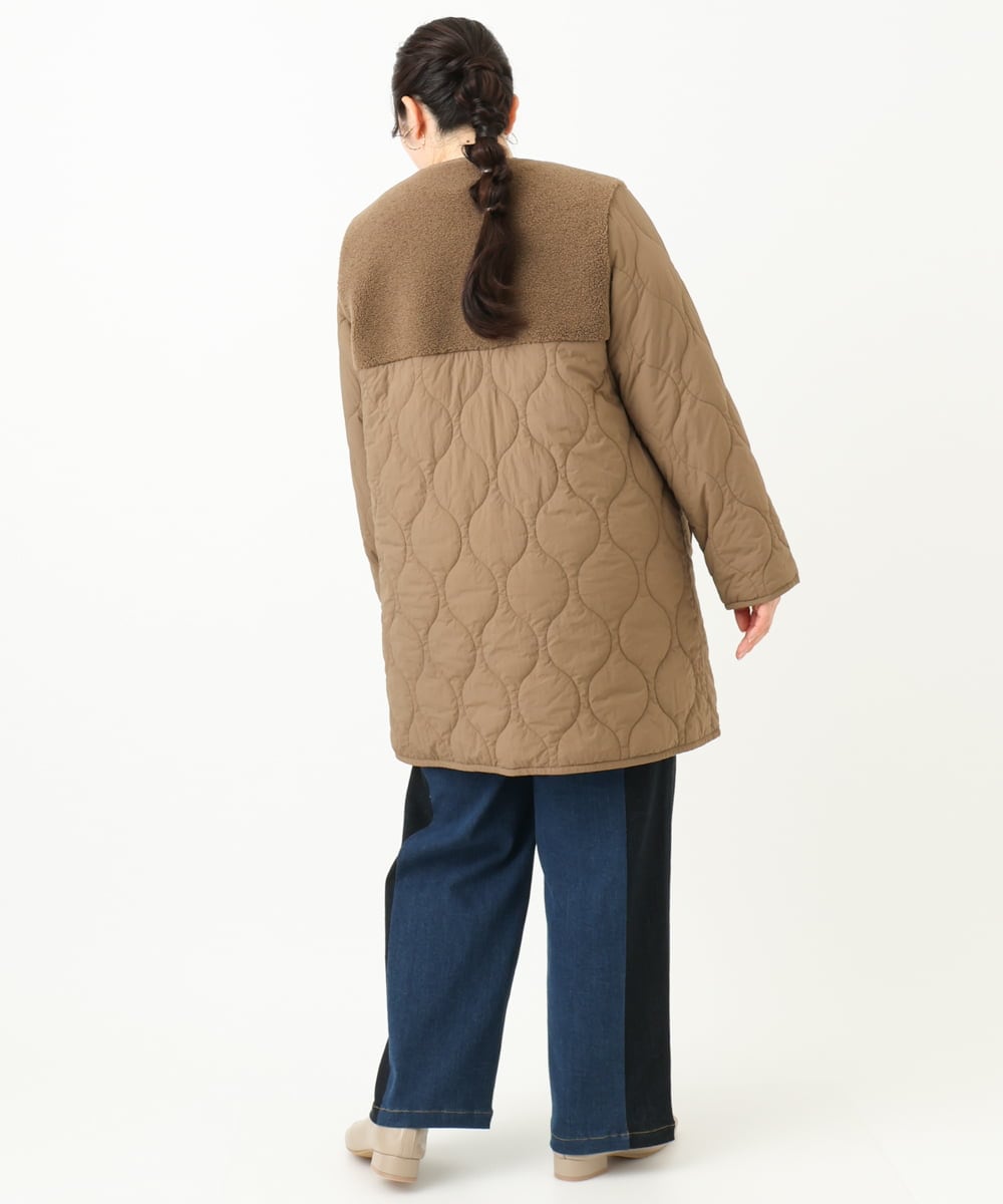 OLJLV07159 eur3(エウルキューブ) 【大きいサイズ】キルティングコンビアウター モカ(84)