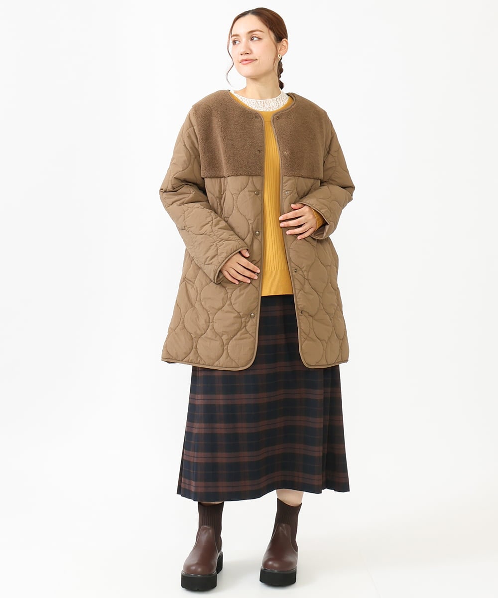 OLJLV07159 eur3(エウルキューブ) 【大きいサイズ】キルティングコンビアウター モカ(84)