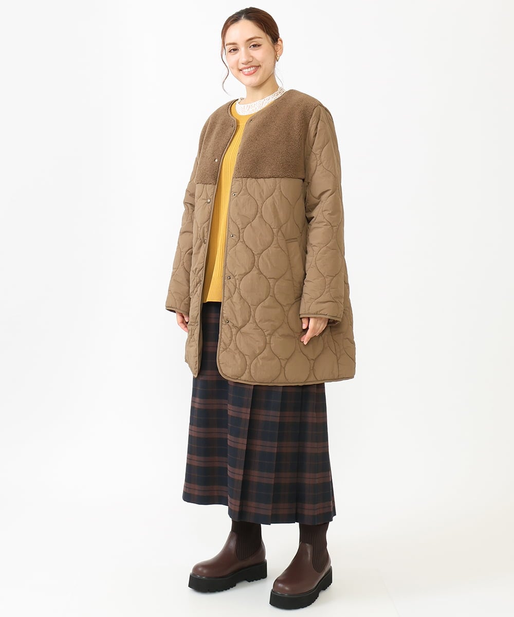 OLJLV07159 eur3(エウルキューブ) 【大きいサイズ】キルティングコンビアウター モカ(84)