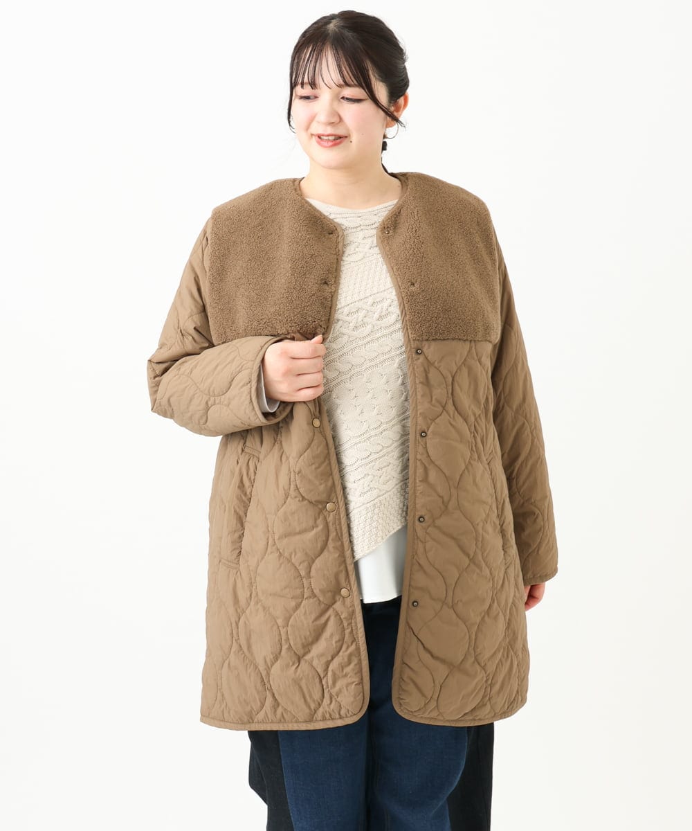 OLJLV07159 eur3(エウルキューブ) 【大きいサイズ】キルティングコンビアウター モカ(84)