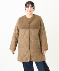 OLJLV07159 eur3(エウルキューブ) 【大きいサイズ】キルティングコンビアウター モカ(84)