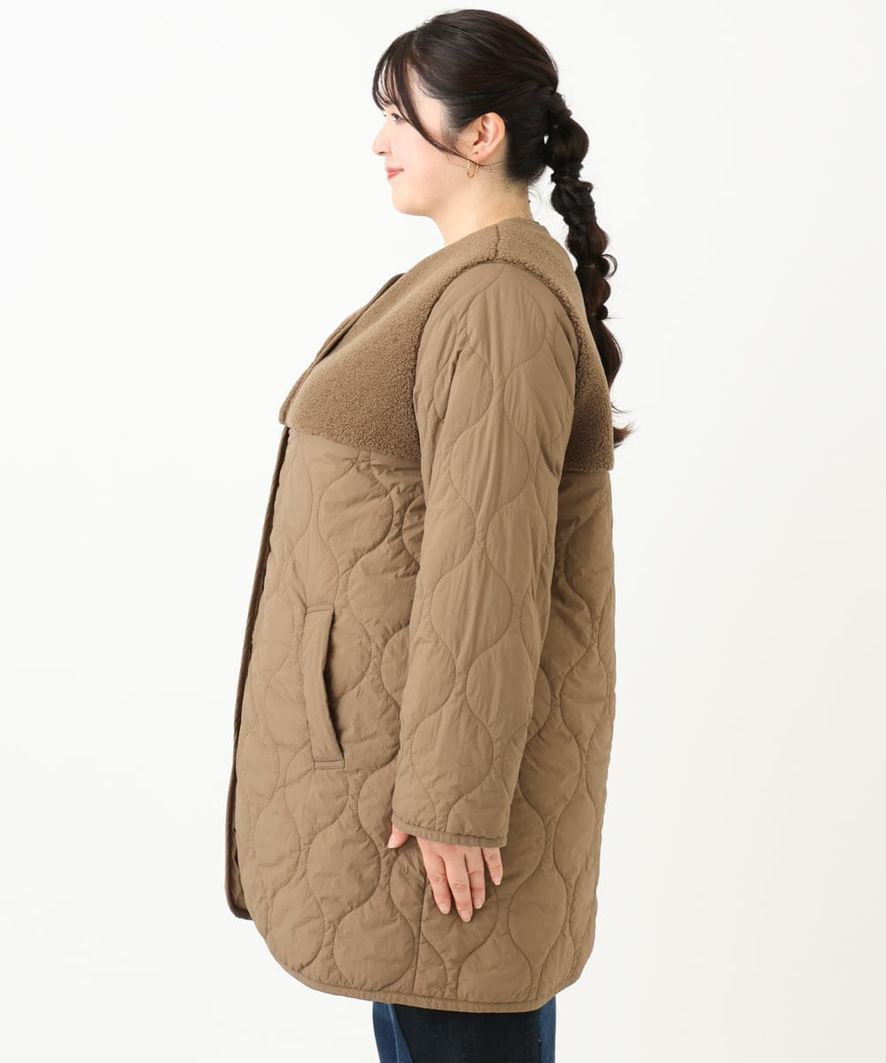 OLJLV07159 eur3(エウルキューブ) 【大きいサイズ】キルティングコンビアウター モカ(84)