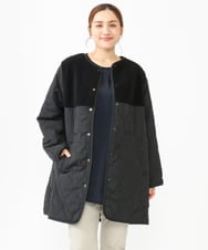 OLJLV07159 eur3(エウルキューブ) 【大きいサイズ】キルティングコンビアウター ブラック(94)