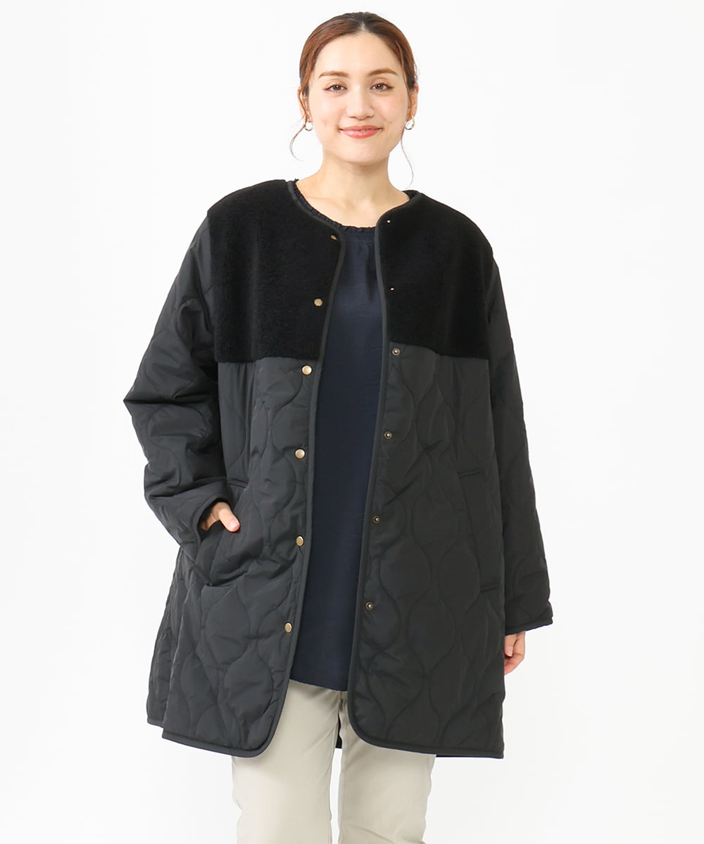 OLJLV07159 eur3(エウルキューブ) 【大きいサイズ】キルティングコンビアウター ブラック(94)