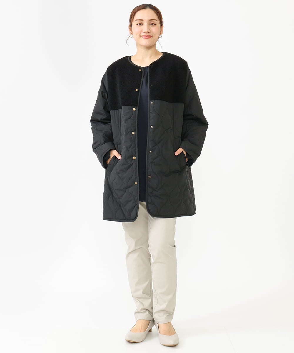 OLJLV07159 eur3(エウルキューブ) 【大きいサイズ】キルティングコンビアウター ブラック(94)