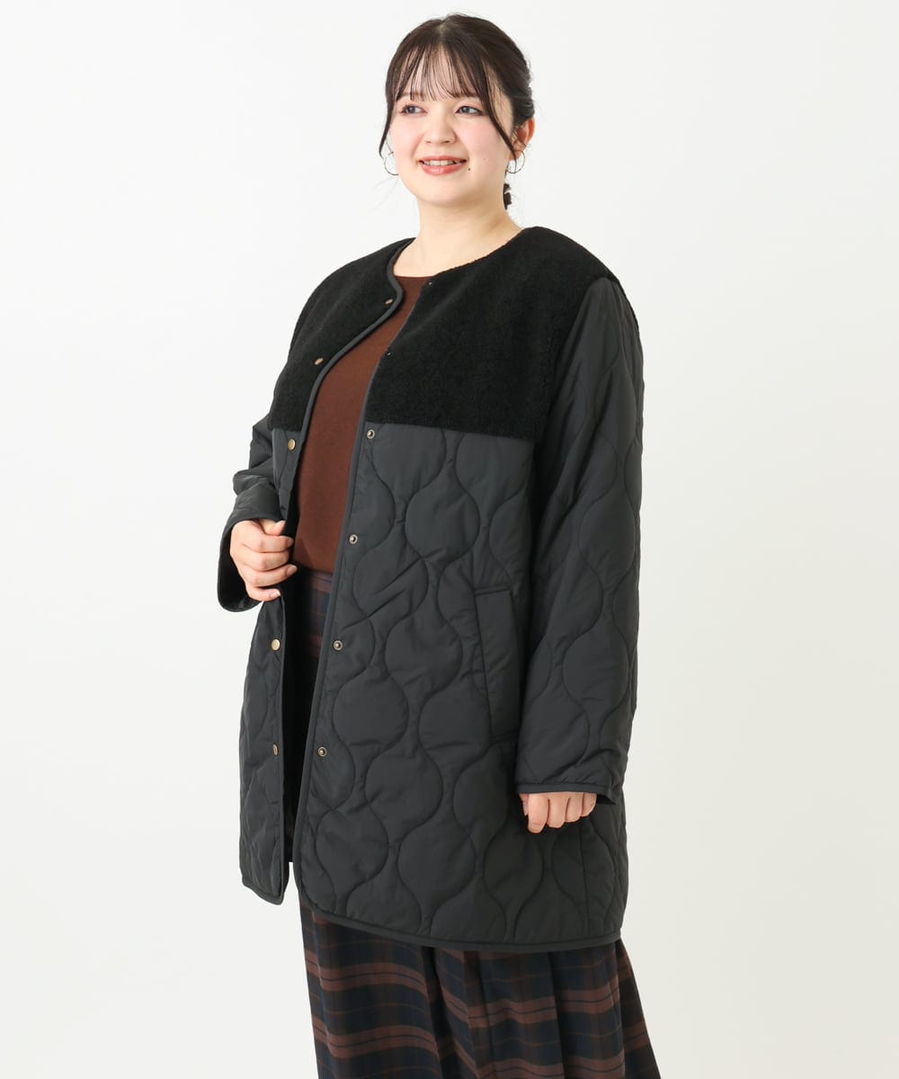OLJLV07159 eur3(エウルキューブ) 【大きいサイズ】キルティングコンビアウター ブラック(94)