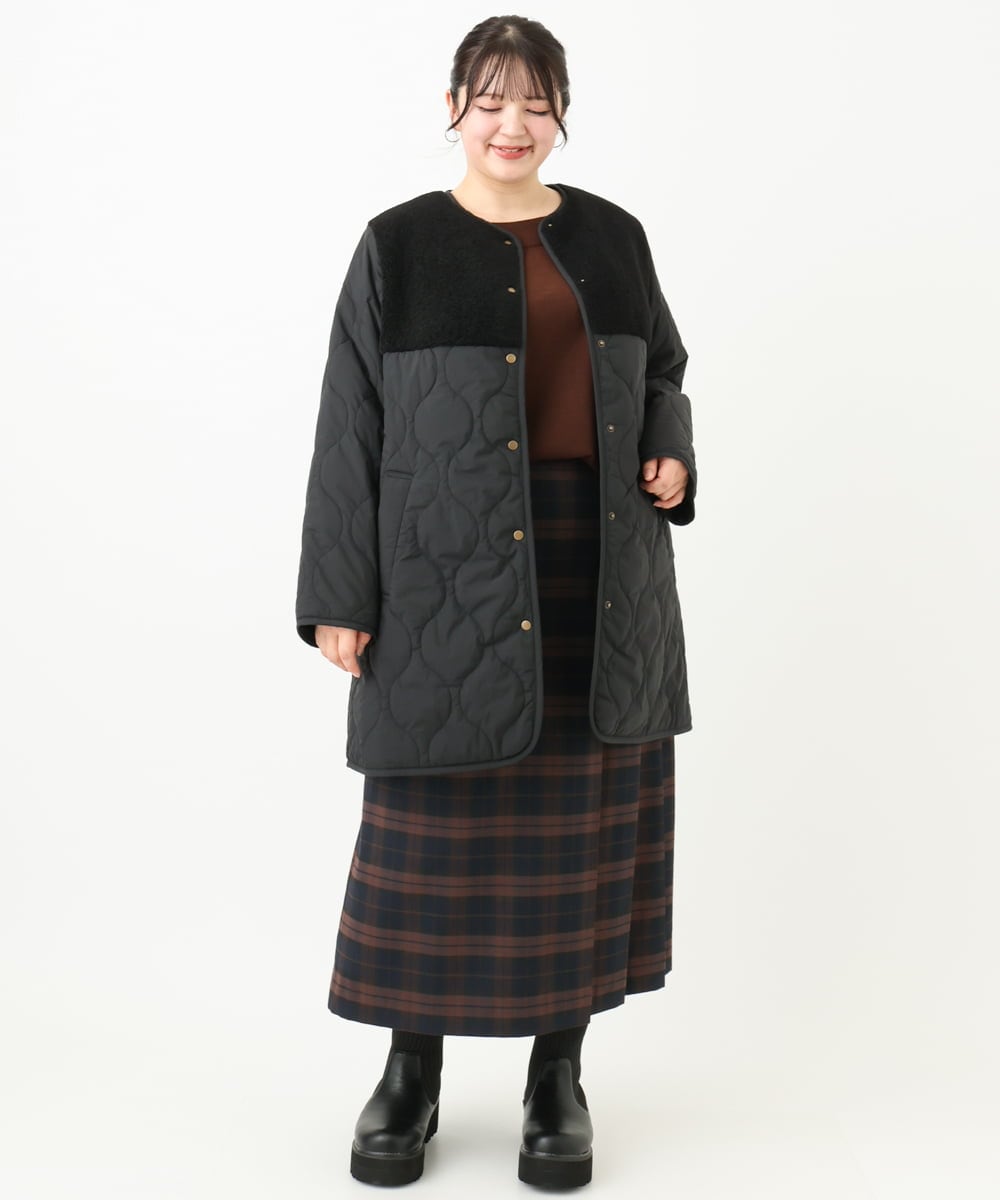OLJLV07159 eur3(エウルキューブ) 【大きいサイズ】キルティングコンビアウター ブラック(94)