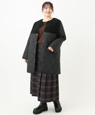 OLJLV07159 eur3(エウルキューブ) 【大きいサイズ】キルティングコンビアウター ブラック(94)