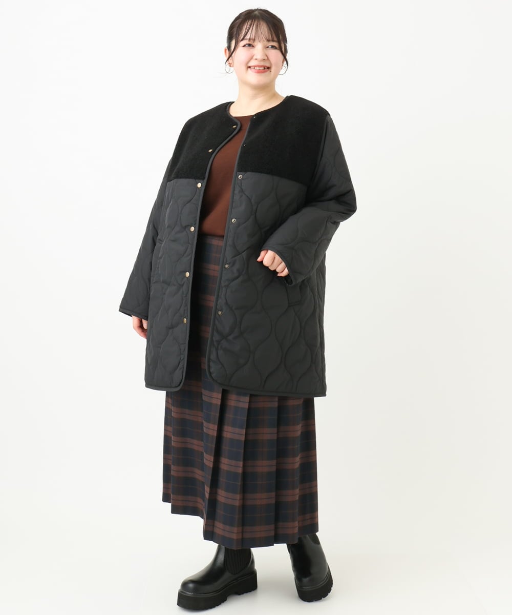 OLJLV07159 eur3(エウルキューブ) 【大きいサイズ】キルティングコンビアウター ブラック(94)