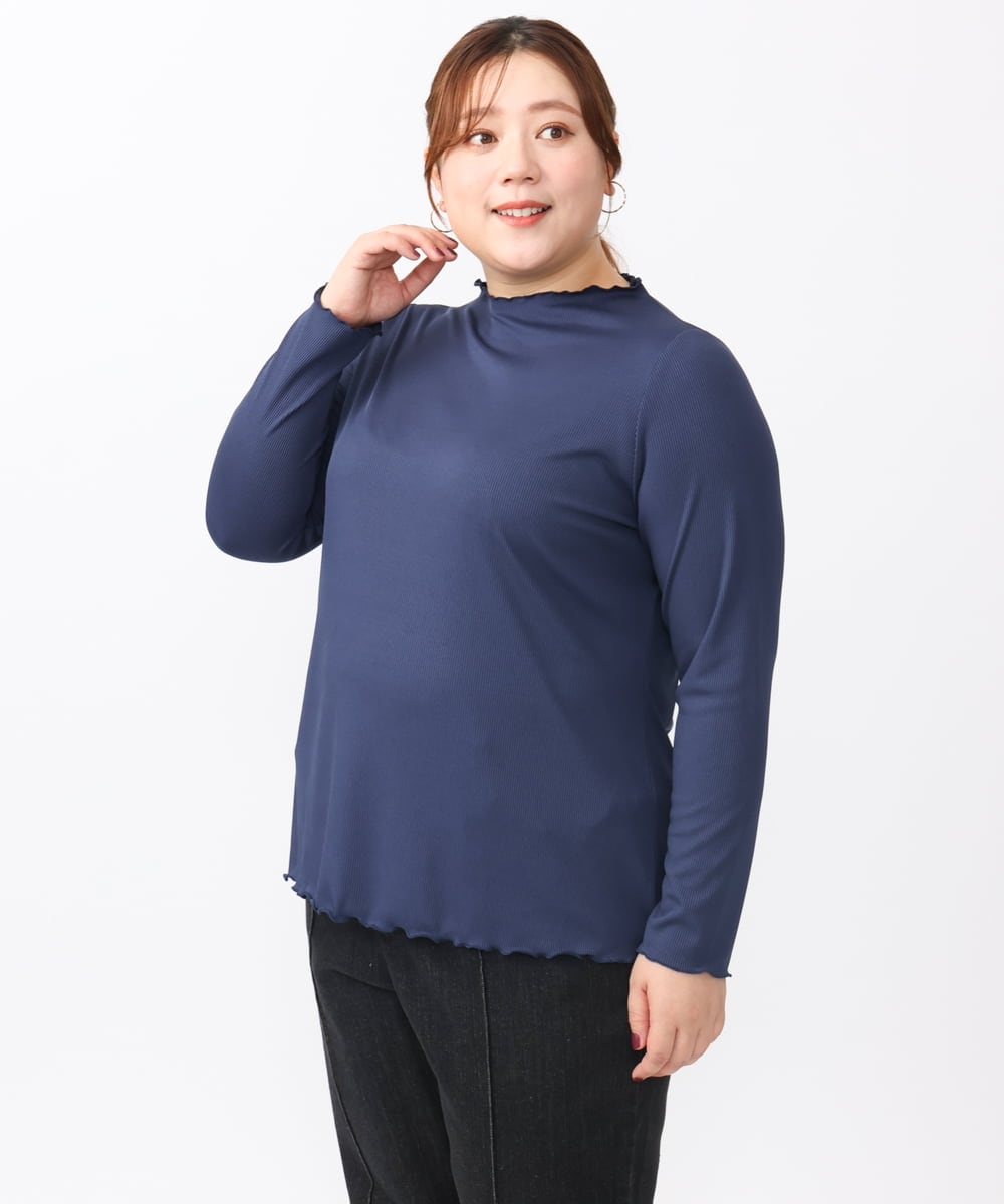 OLKAA06054 eur3(エウルキューブ) 【大きいサイズ】メローリブトップス ネイビー(57)