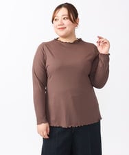 OLKAA06054 eur3(エウルキューブ) 【大きいサイズ】メローリブトップス ダークブラウン(87)