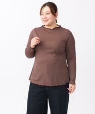 OLKAA06054 eur3(エウルキューブ) 【大きいサイズ】メローリブトップス ダークブラウン(87)