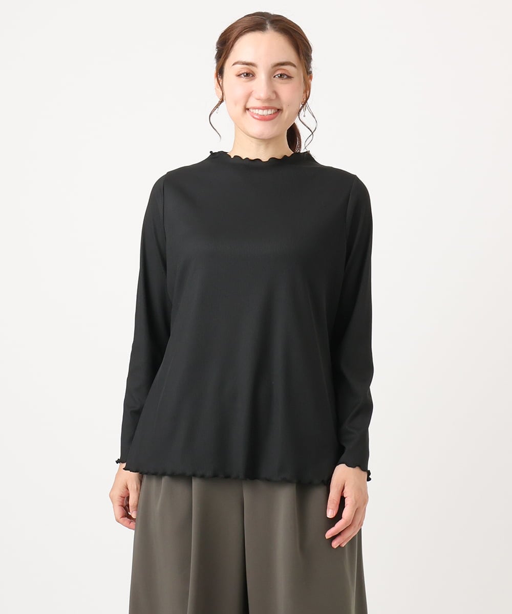 OLKAA06054 eur3(エウルキューブ) 【大きいサイズ】メローリブトップス ブラック(94)（WEB限定カラー）