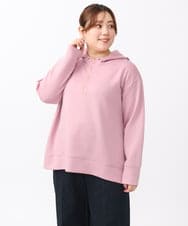 OLKAA24079 eur3(エウルキューブ) 【大きいサイズ/a.v.v×eur3】ハーフジップダンボールフーディー ライトピンク(01)
