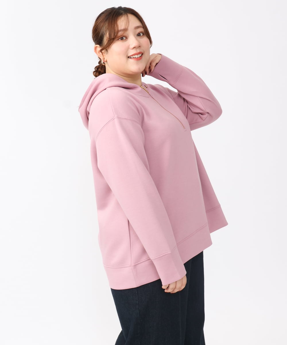 OLKAA24079 eur3(エウルキューブ) 【大きいサイズ/a.v.v×eur3】ハーフジップダンボールフーディー ライトピンク(01)