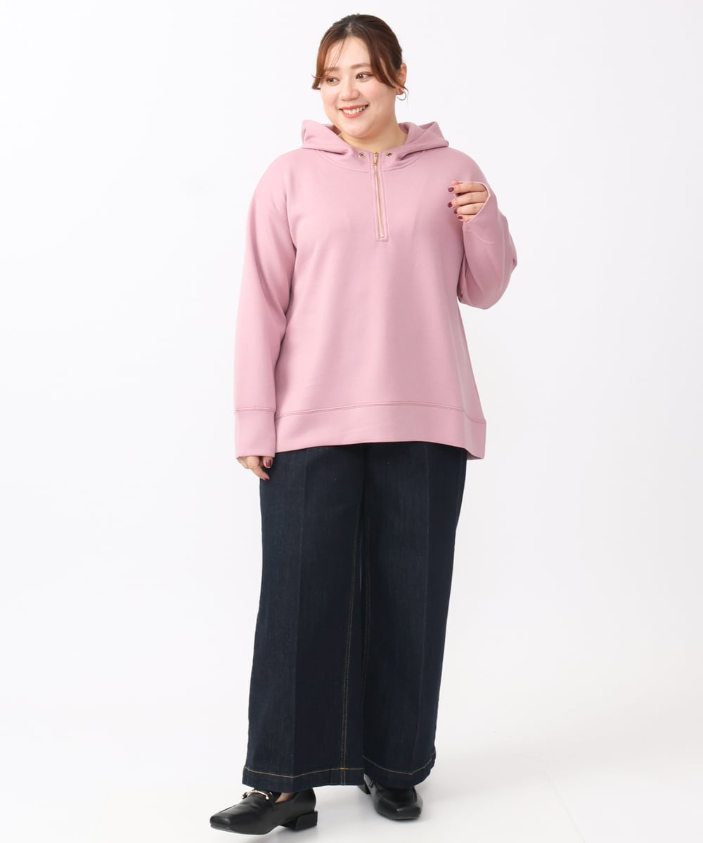 OLKAA24079 eur3(エウルキューブ) 【大きいサイズ/a.v.v×eur3】ハーフジップダンボールフーディー ライトピンク(01)
