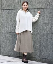 OLKAA24079 eur3(エウルキューブ) 【大きいサイズ/a.v.v×eur3】ハーフジップダンボールフーディー アイボリー(80)
