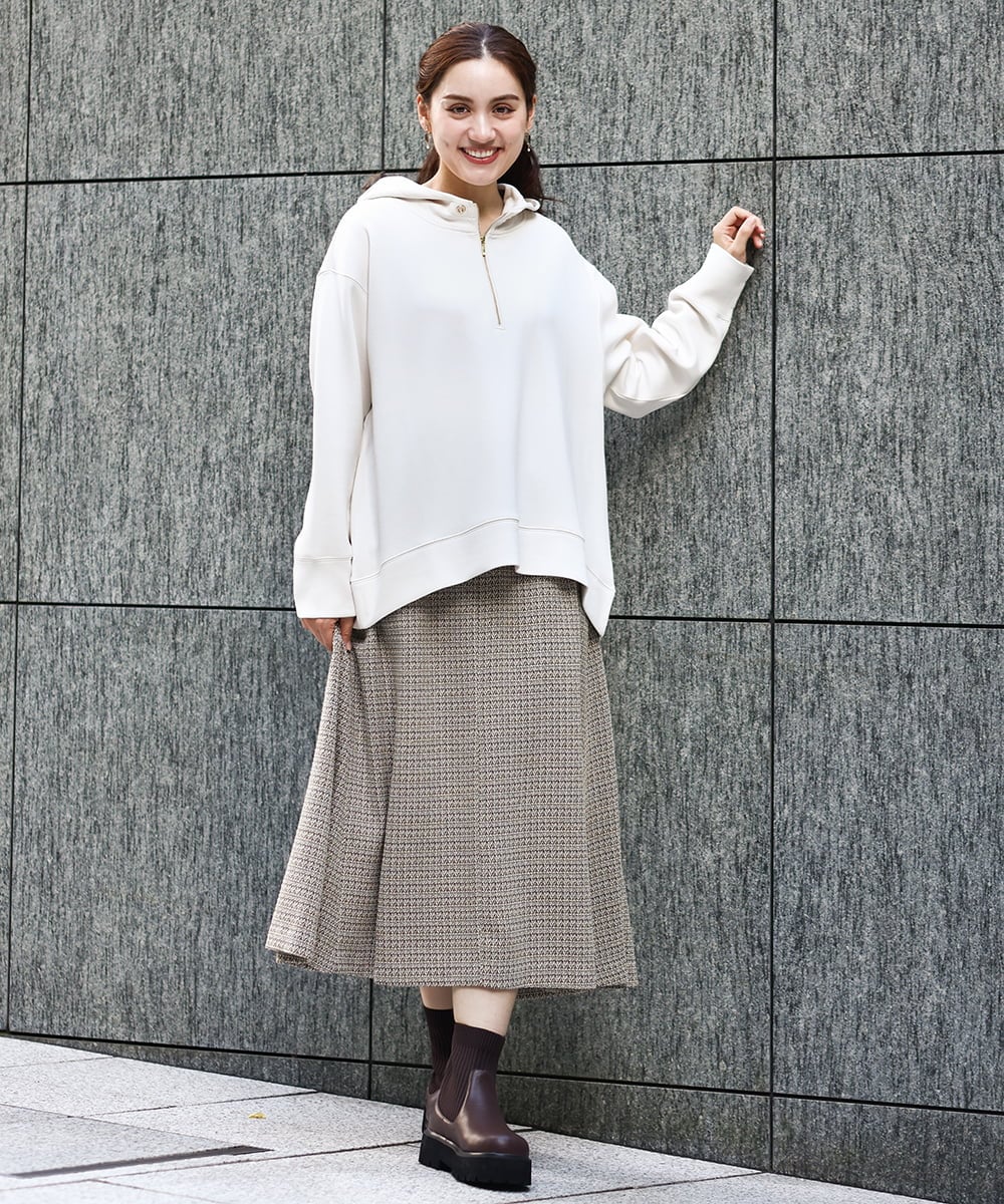 OLKAA24079 eur3(エウルキューブ) 【大きいサイズ/a.v.v×eur3】ハーフジップダンボールフーディー アイボリー(80)