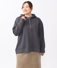 OLKAA24079 eur3(エウルキューブ) 【大きいサイズ/a.v.v×eur3】ハーフジップダンボールフーディー ダークグレー(93)