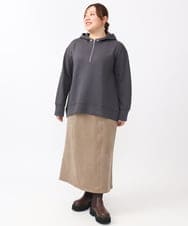 OLKAA24079 eur3(エウルキューブ) 【大きいサイズ/a.v.v×eur3】ハーフジップダンボールフーディー ダークグレー(93)