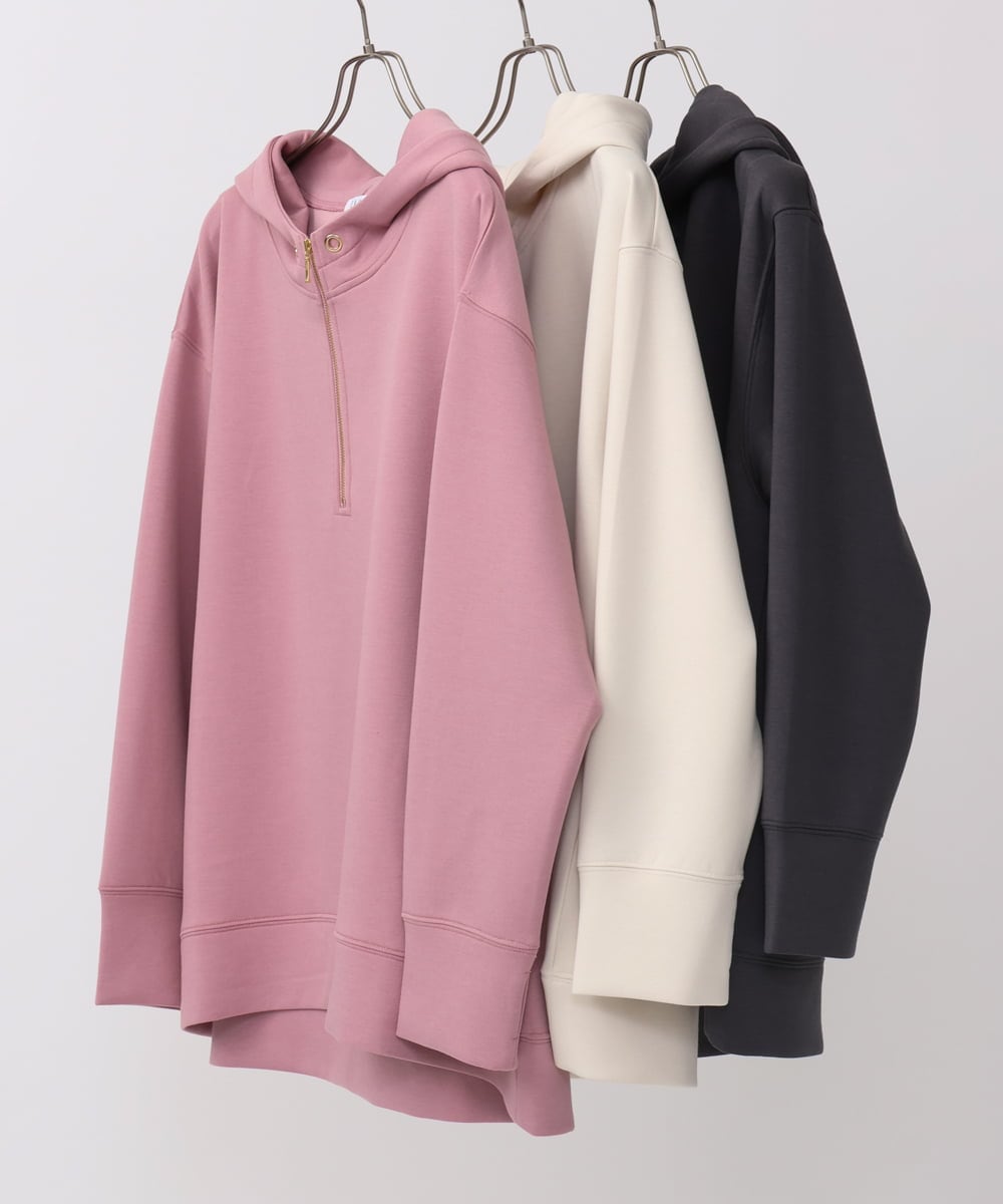 OLKAA24079 eur3(エウルキューブ) 【大きいサイズ/a.v.v×eur3】ハーフジップダンボールフーディー ダークグレー(93)