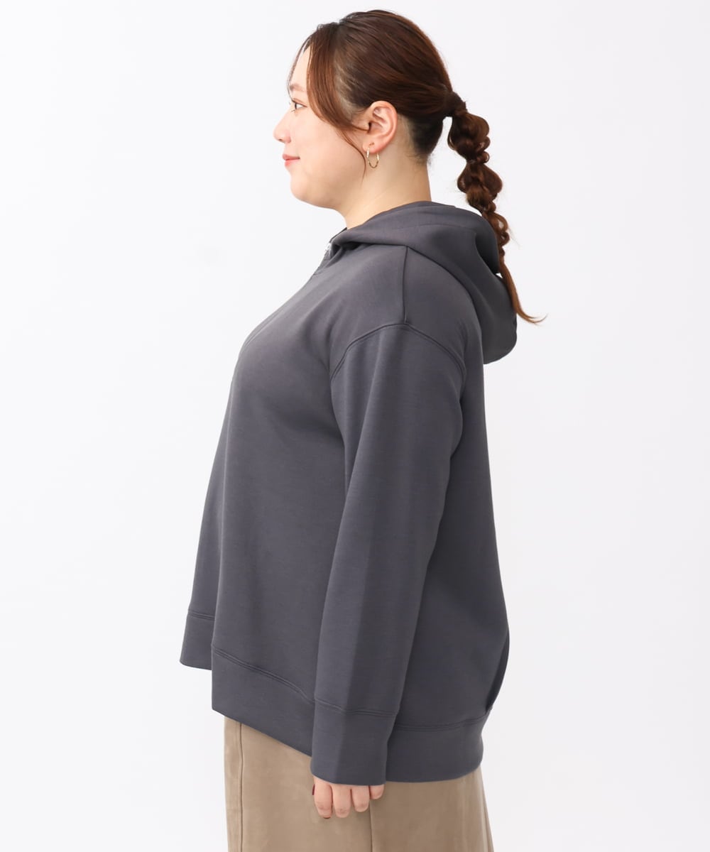 OLKAA24079 eur3(エウルキューブ) 【大きいサイズ/a.v.v×eur3】ハーフジップダンボールフーディー ダークグレー(93)