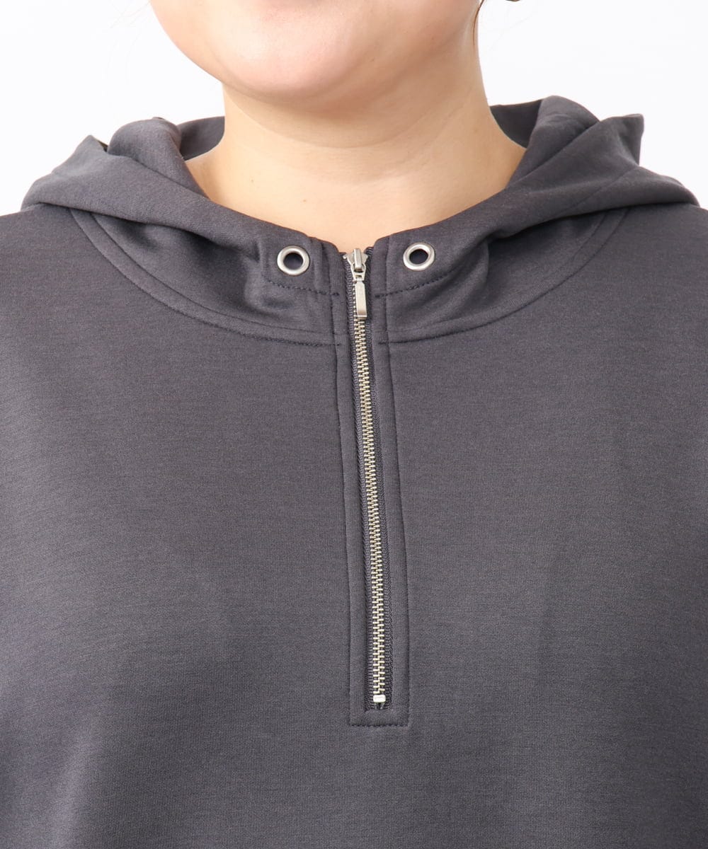 OLKAA24079 eur3(エウルキューブ) 【大きいサイズ/a.v.v×eur3】ハーフジップダンボールフーディー ダークグレー(93)