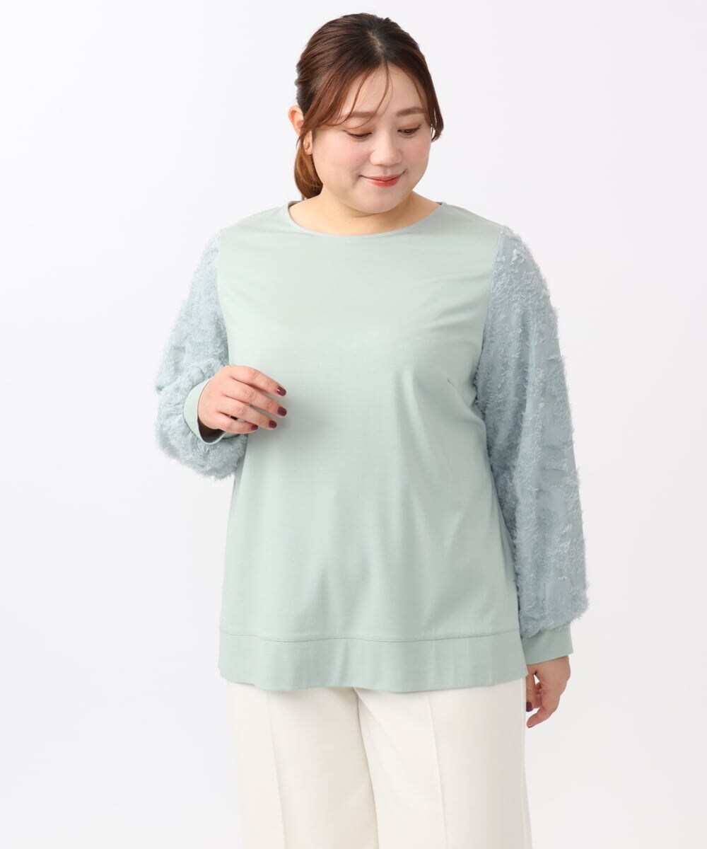 OLKAA26089 eur3(エウルキューブ) 【大きいサイズ】コンビデザイントップス ライトグリーン(30)