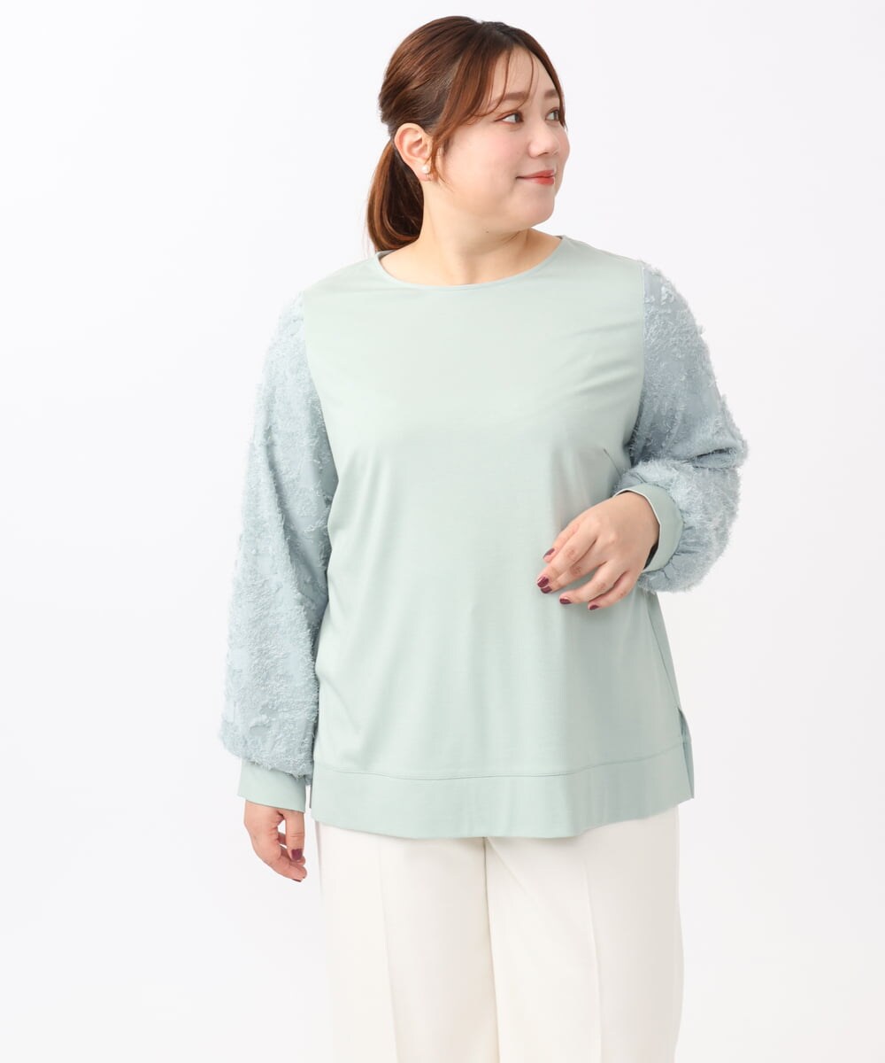 OLKAA26089 eur3(エウルキューブ) 【大きいサイズ】コンビデザイントップス ライトグリーン(30)