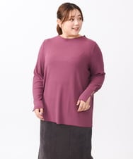 OLKAA27069 eur3(エウルキューブ) 【大きいサイズ】リブジャージー袖ボタンカットソー ワイン(77)
