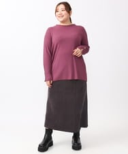 OLKAA27069 eur3(エウルキューブ) 【大きいサイズ】リブジャージー袖ボタンカットソー ワイン(77)