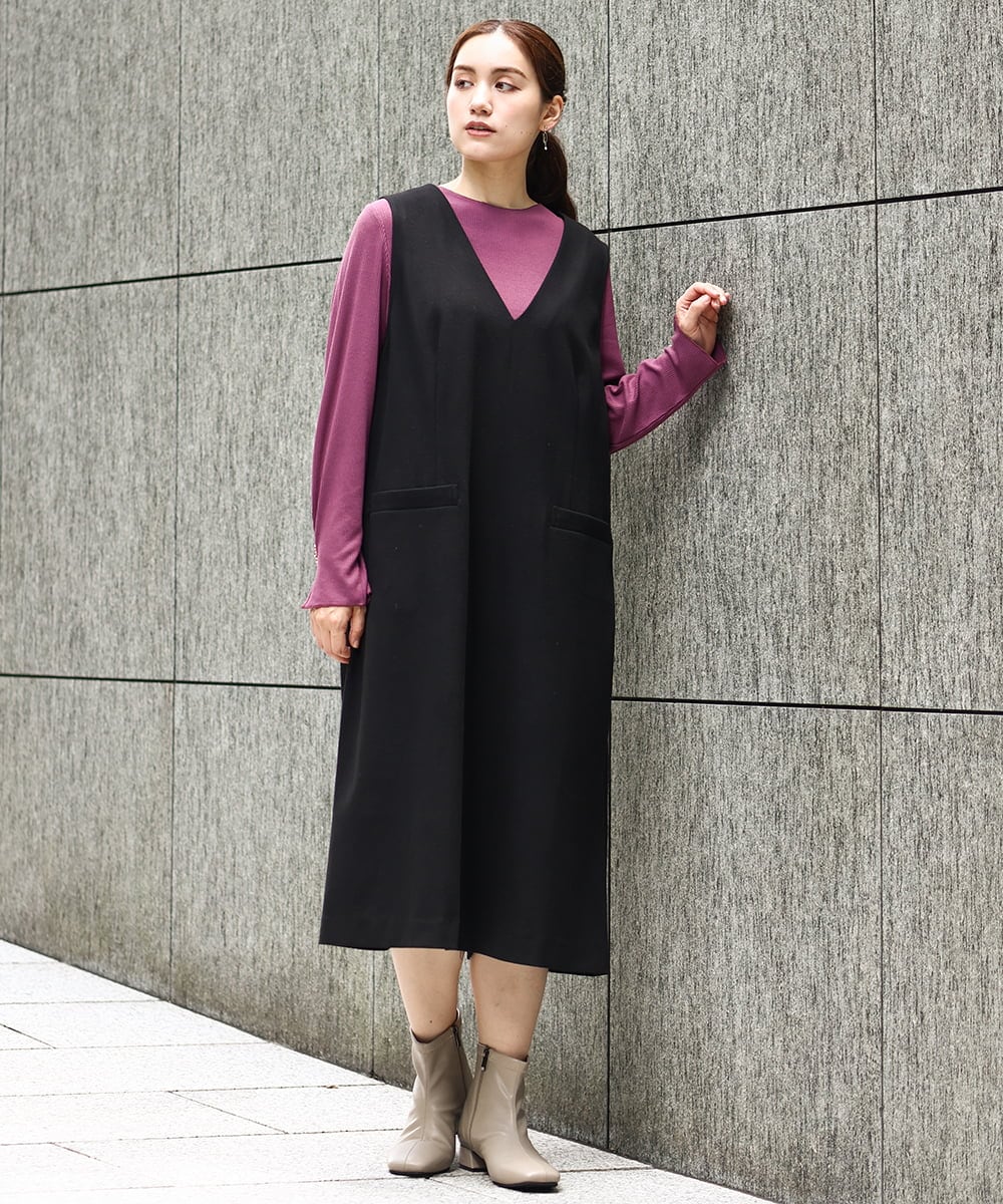 OLKAA27069 eur3(エウルキューブ) 【大きいサイズ】リブジャージー袖ボタンカットソー ワイン(77)