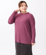 OLKAA27069 eur3(エウルキューブ) 【大きいサイズ】リブジャージー袖ボタンカットソー ワイン(77)